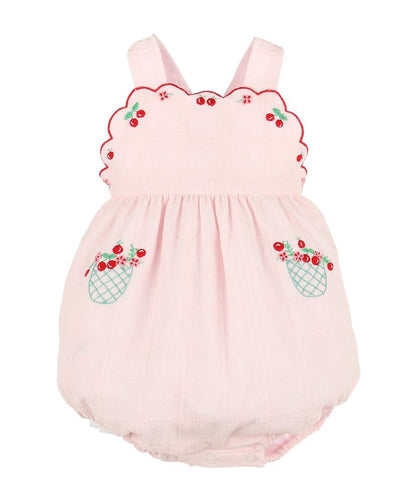 Sophie & Lucas Girls Summer Berries Sunsuit Bubble - Pink