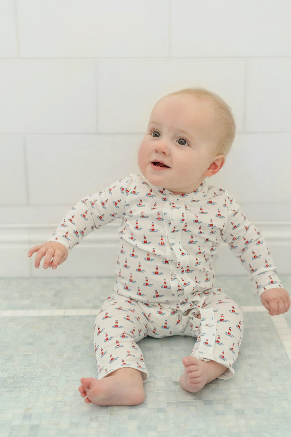 Lila & Hayes Baby Boys Graham Romper - Lighthouse Point by Lila & Hayes