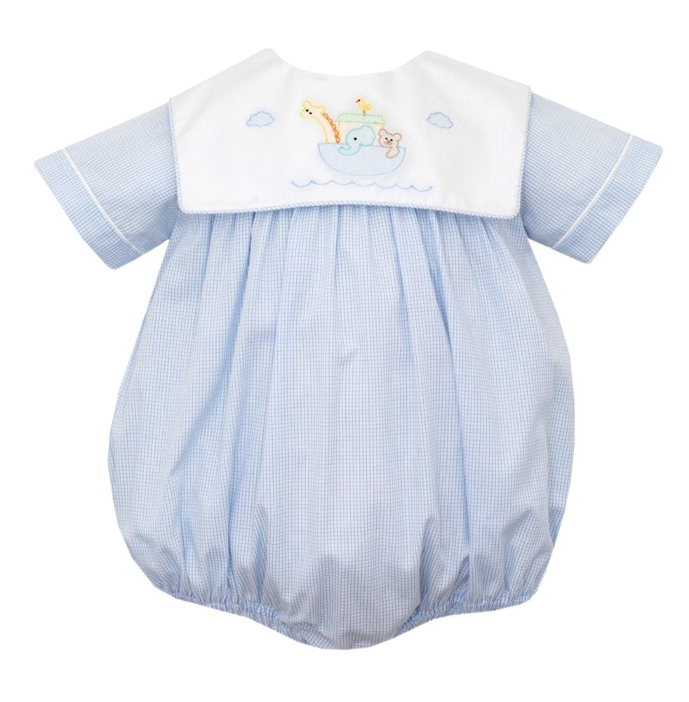 Anavini Baby Boys Blue Check Bubble - Noah's Ark Collar
