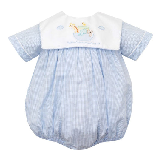 Anavini Baby Boys Blue Check Bubble - Noah's Ark Collar