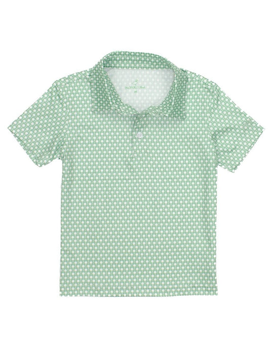 Properly Tied Boys Inlet Polo - Green Golf Tee Time by Properly Tied