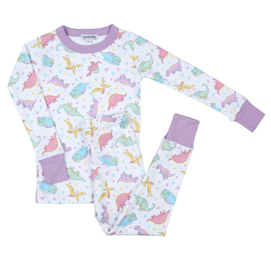 Magnolia Baby Little Girls Dinoland Long Pajamas - Lilac Purple