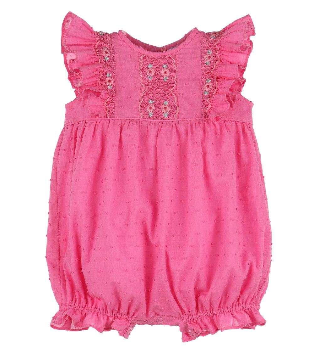 Luli & Me Girls Fuchsia Pink Dotted Swiss Tiered Dress