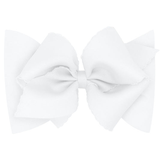 Wee Ones Girls Headband - Monotone Moonstitch Bow - White