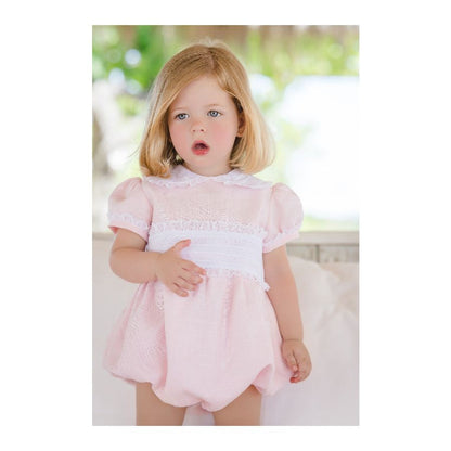 Sal & Pimenta Girls Dressy Cummerbund Bubble - Light Pink Linen