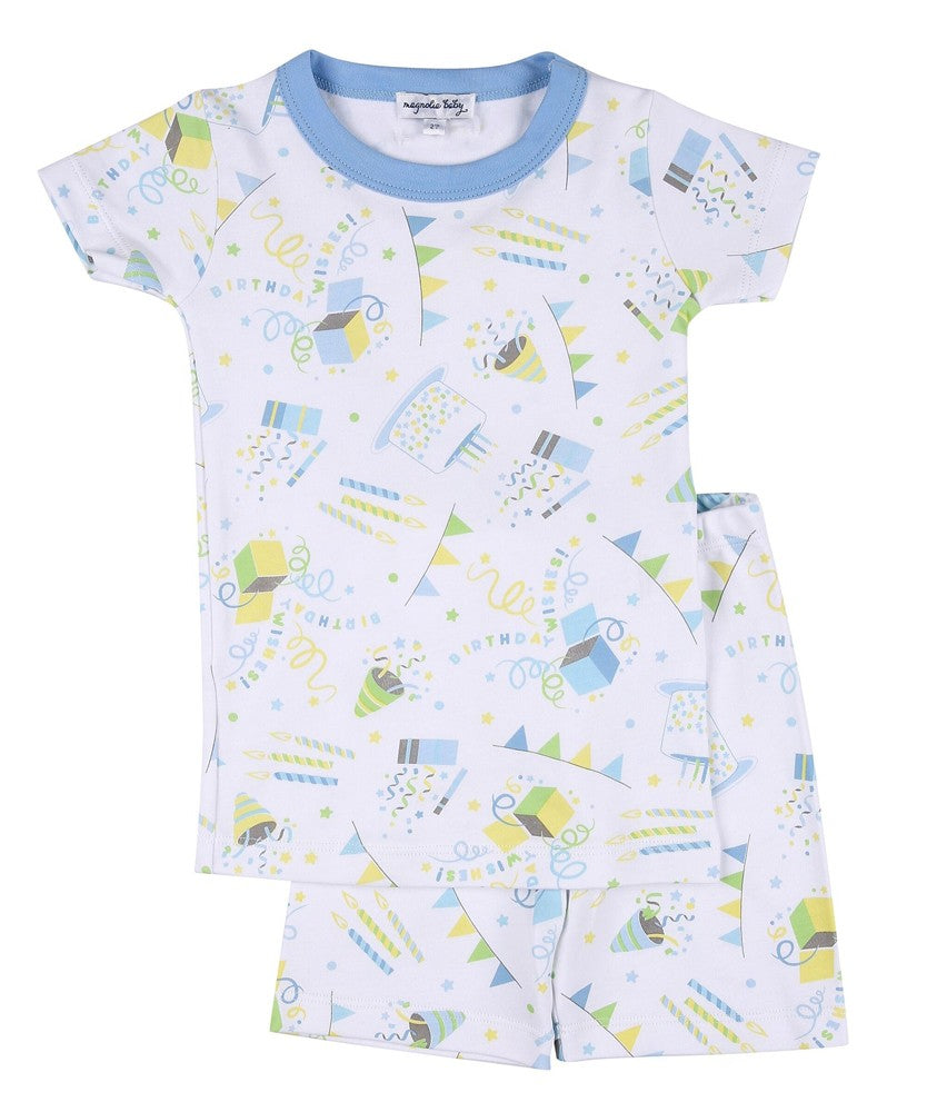 Magnolia Baby Happy Birthday Short Pajamas - Blue