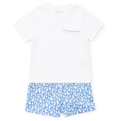 Lila & Hayes Boys Walker Shorts Set - Blue Easter Time