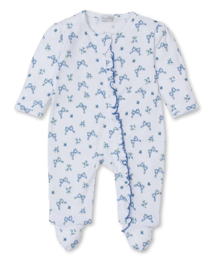 Kissy Kissy Baby Girls Footie with Zipper - Blue Blooming Bows