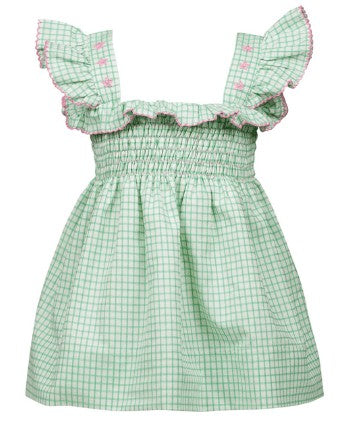 Proper Peony Girls Rosemary Smocked Dress - Green Check
