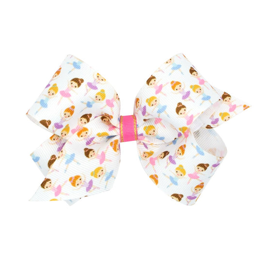 Wee Ones Girls Hair Bow on Clip - Ballet Dancers Ballerinas Print
