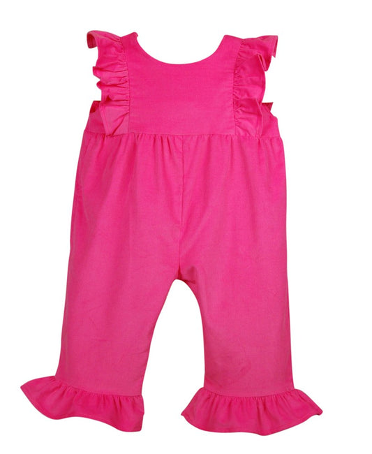 Funtasia Color Works Baby / Toddler Girls Corduroy Ruffle Romper - Hot Pink