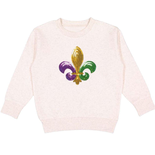 Sweet Wink Mardi Gras Fleur De Lis Patch Sweatshirt - Ivory