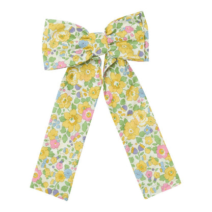 Sal & Pimenta Girls Big Hair Bow on Clip - Yellow Betsy Liberty Floral