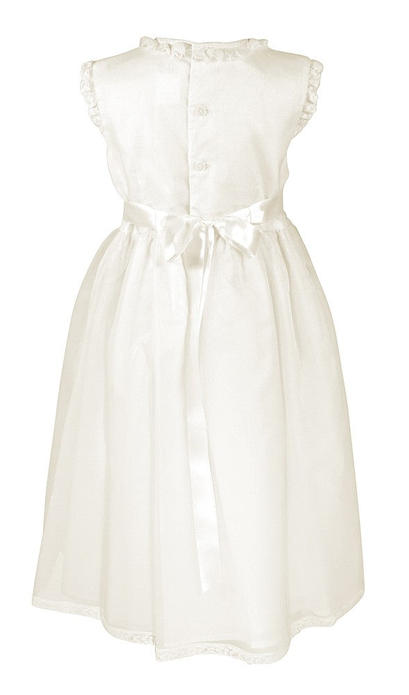 Luli & Me Girls Silk Organza Sleeveless Special Occasion Dress - Ivory
