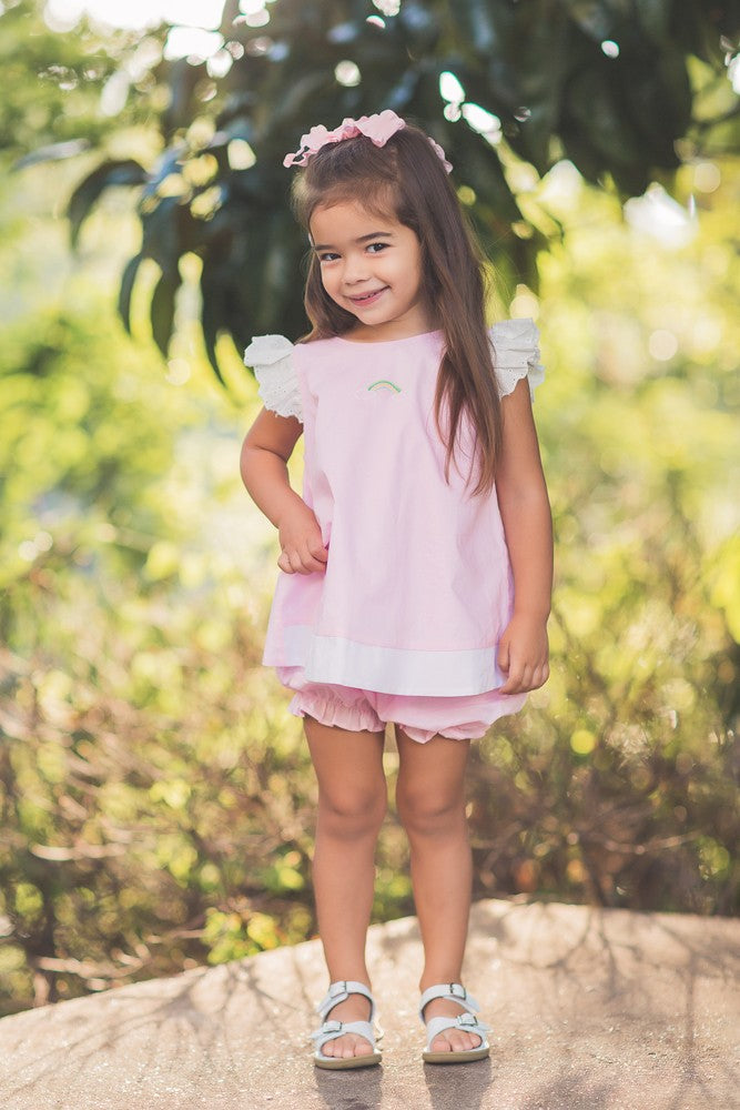 Proper Peony Girls Bloomer Set - Pink Rory Rainbow