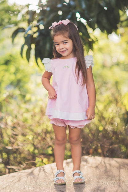 Proper Peony Girls Bloomer Set - Pink Rory Rainbow