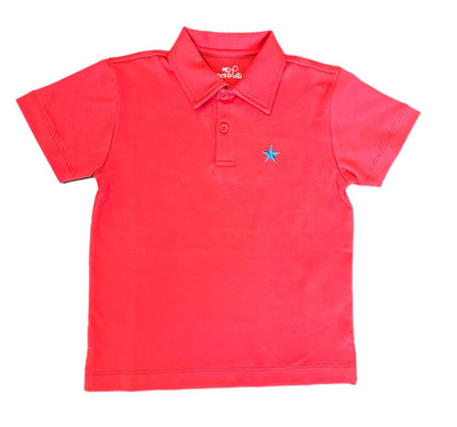 James & Lottie Boys Polo Shirt - Red with Light Blue Star