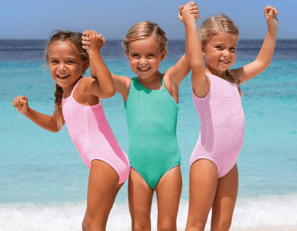 Shade Critters Girls One Piece Swimsuit - One Shoulder - Pink Crinkle