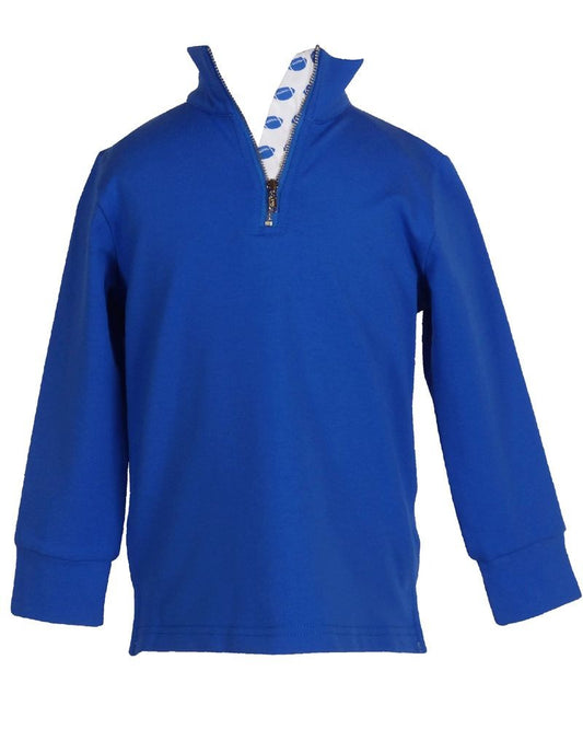 Yellow Lamb Boys Game Day Quarter Zip Sweater - Kentucky Blue