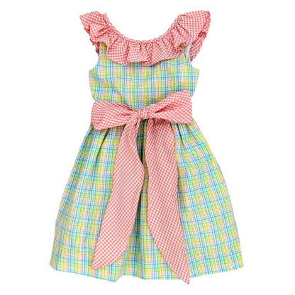 The Bailey Boys Girls Preppy Plaid Seersucker Dress - Sash