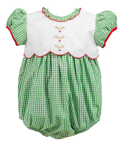 Proper Peony Baby Girls Green Remi Reindeer Bubble