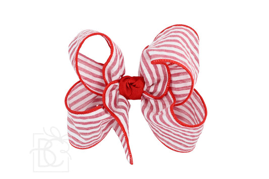 Beyond Creations Girls Hair Bow on Clip - Seersucker - Red