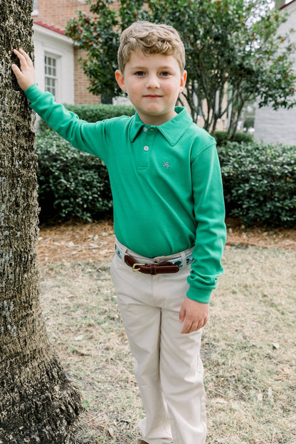 J. Bailey Boys Polo Shirt - Long Sleeves - Solid Kelly Green