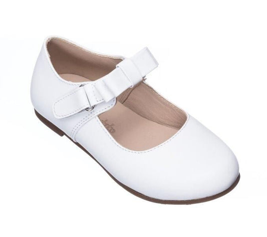 Elephantito Girls Dress Shoes - Charlotte Mary Janes with Bow - White