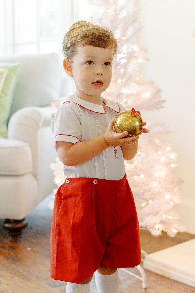 Proper Peony Toddler Boys Ruby Red Christmas Short Set