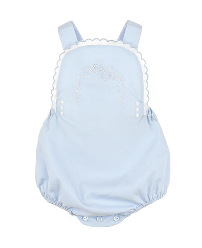 Sophie & Lucas Baby Girls Embroidered Wedgewood Crossback Bubble - Blue