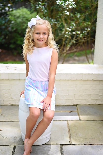 James & Lottie Girls Sage Knit Skirt Set - Pink & Blue Stripes & Floral by James & Lottie