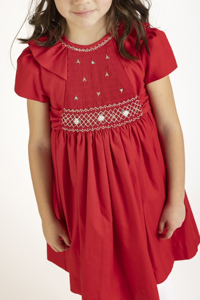 Luli & Me Girls Timeless Bliss Red Smocked Christmas Dress 8 Luli & Me Girls Timeless Bliss Red Smocked Christmas Dress 8