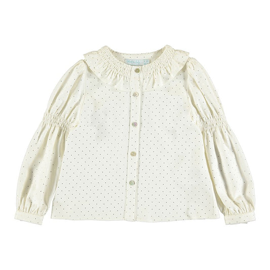 Abel & Lula Girls Cream Printed Polka Dots Blouse