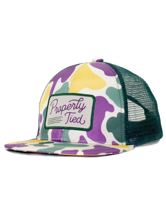 Properly Tied Boys Sportsman Trucker Hat - Mardi Gras Camo