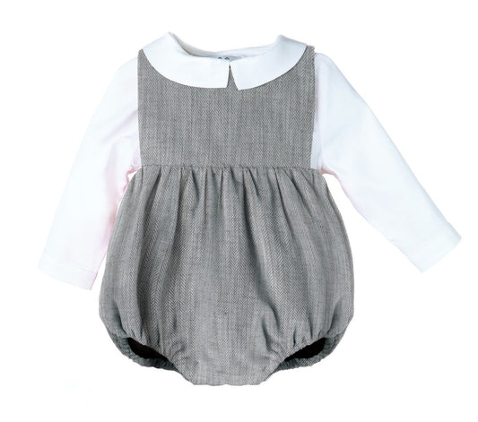 Sophie & Lucas Baby Boys Asheville Grey Herringbone Bubble Set