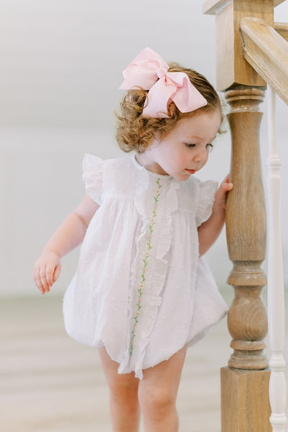 Proper Peony Baby Girls White Sicily Swiss Dot Bubble
