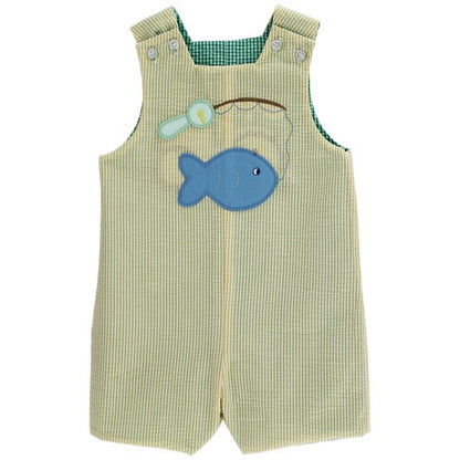 Bailey Boys Reversible Jon Jon - Green with Tractor Reverses to Yellow with Fish