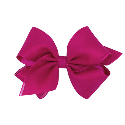Wee Ones Girls Canvas Linen and Satin Overlay Bow - Azalea Pink