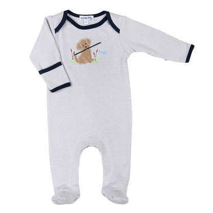 Magnolia Baby Boys Fishing Buddy Dog Applique Lap Footie