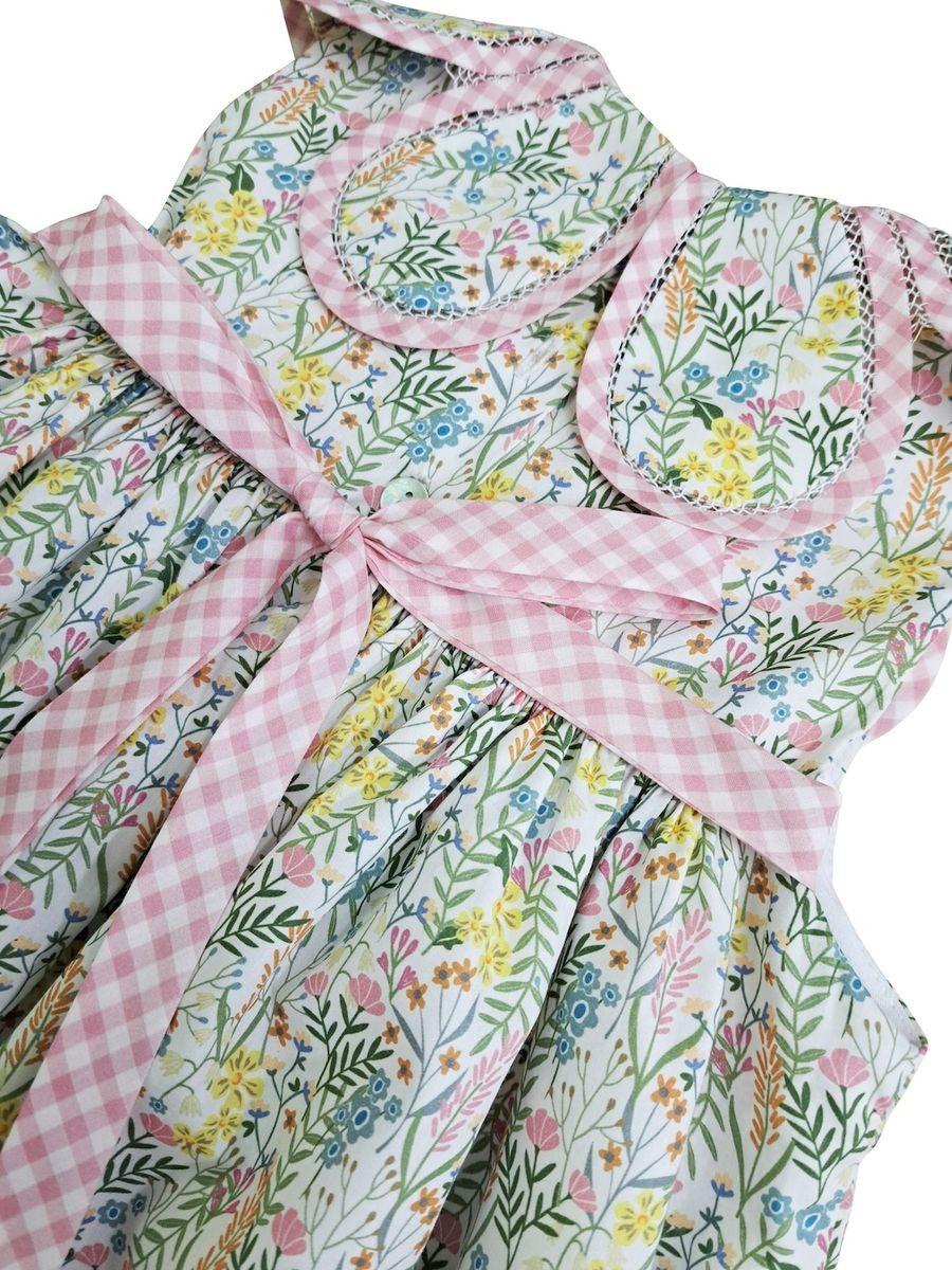 Marco & Lizzy Girls Pink Floral Petal Collar Dress by Marco & Lizzy