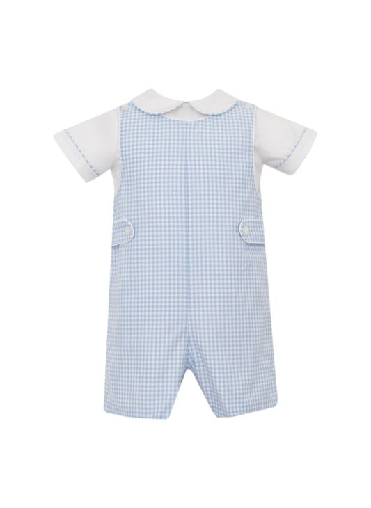 Anavini Boys Blue Gingham Shortall with Shirt