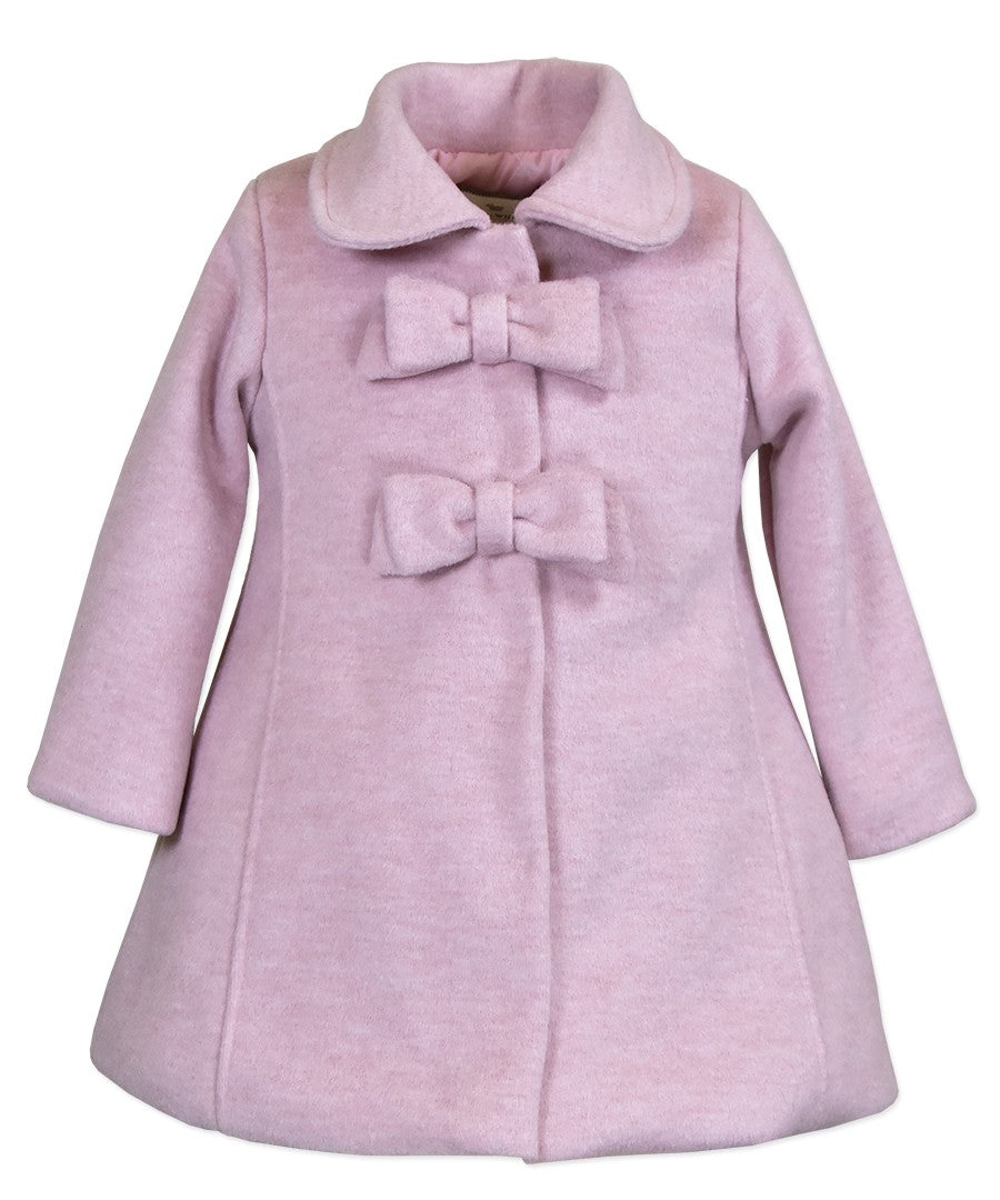 Widgeon Girls Dress Coats - Two Bow Car Coat - Heather Pink