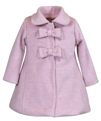 Widgeon Girls Dress Coats - Two Bow Car Coat - Heather Pink