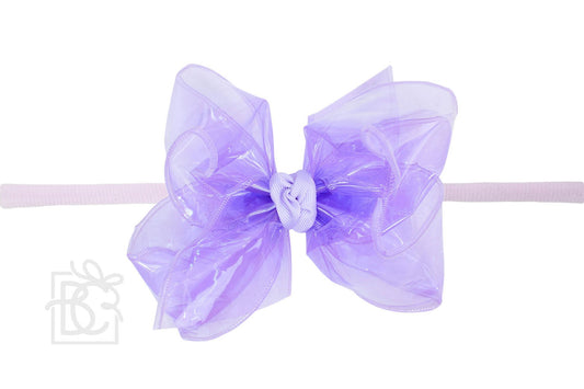 Beyond Creations Girls 1/4" Pantyhose Headband with Attached Bow - Waterproof - Light Orchid