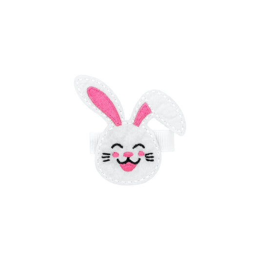 Wee Ones Girls Feltie Pinch Clip - White Easter Bunny Face
