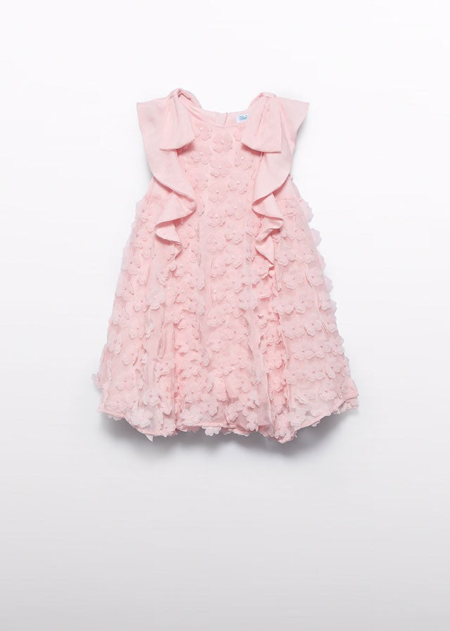 Abel & Lula Girls Peony Pink Bambula Flowy Dress - 3D Flowers