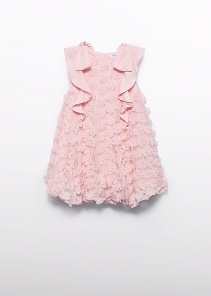 Abel & Lula Girls Peony Pink Bambula Flowy Dress - 3D Flowers