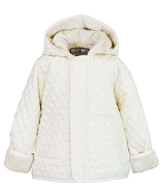Widgeon Kids Hooded Quilted Barn Jacket Coat with Hood - Vanilla Ivory