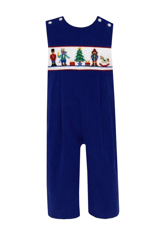 Anavini Boys Royal Blue Corduroy Longall - Smocked Nutcrackers