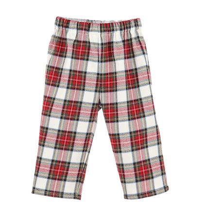 Sophie & Lucas Boys Pants Set with Shirt - Red Holiday Stewart Plaid